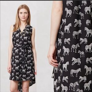 Porridge Anthropologie Zebra Print Sleeveless Shirt Tunic Button Down Dress sz 4